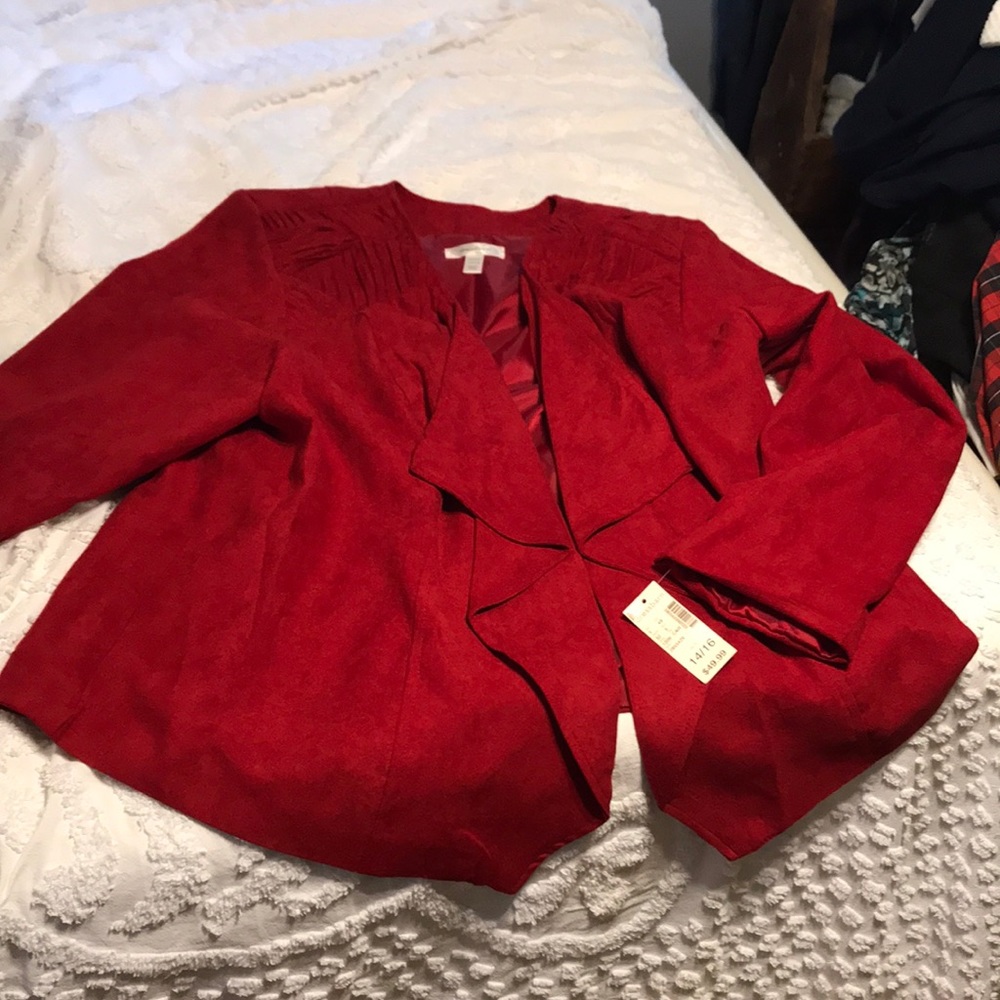 Red Faux Suede Jacket